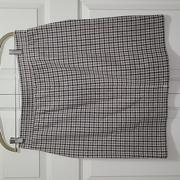 Land's End houndstooth neutral mini skirt size M Womens Beige Black Grey Check - Picture 11 of 11